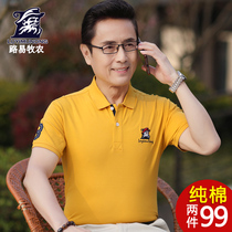 Pure cotton summer lapel collar short sleeve T-shirt middle-aged man half sleeve Paul polo shirt business leisure loose size trend