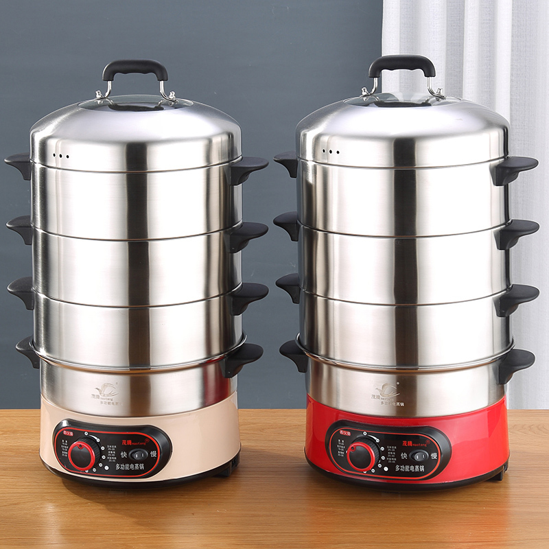 Non-Porous Energy-Saving Electric Steamer, Multi-Functional Rice Steamer, Stainless Steel, No Odor Transfer, Household Timed Plug-In Three-Layer Electric Steamer Non-Porous Energy-Saving Electric Steamer, Multi-Functional Rice Steamer, Stainless Steel, No Odor Transfer, Household Timed Plug-In Three-Layer Electric Steamer