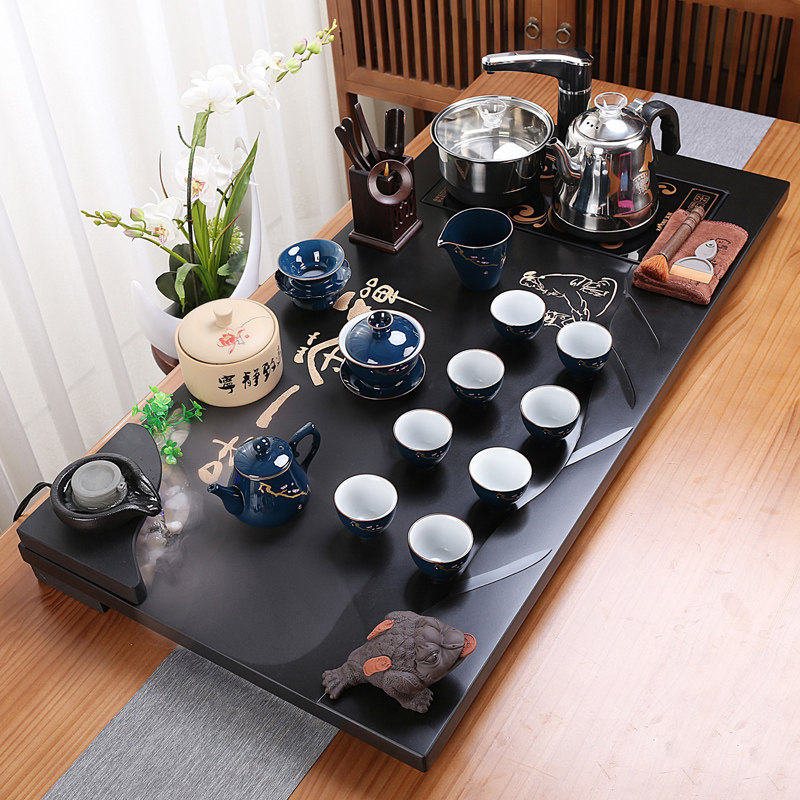 Ujin stone tea tray home kung fu tea set light luxury whole set integrated fully automatic living room stone tea table high-grade