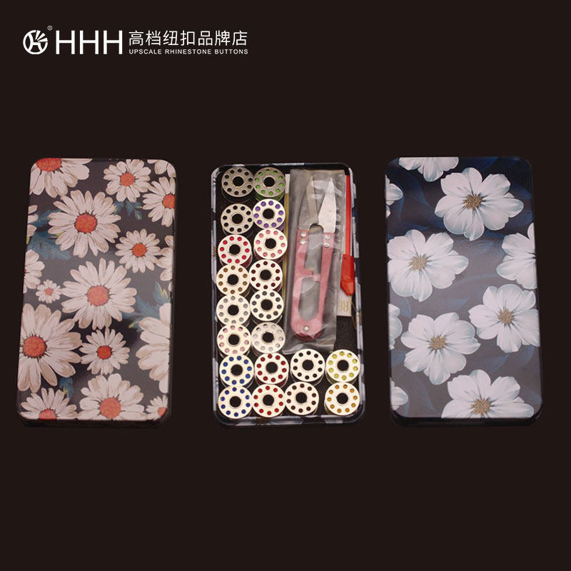 Portable Miniature Needlework Box Set Sewing Kit Kit holds metal household sewing kit