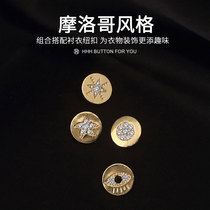 HHH High-end Water Drill Button shirt Female Male Original design Long sleeves 100 lap buckle Fashion Ocean Air Diamond Buttons