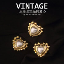 HHH high-end metal button caring pearl small scent wind retro button suit sweater windsuit jacket woman button