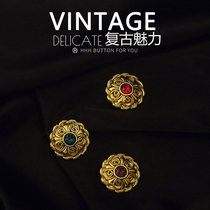 HHH upscale water drill button gold metal round retro buckle subsuit sweater windsuit jacket woman button
