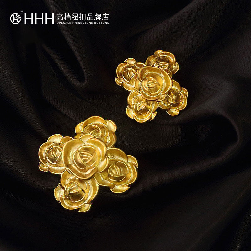 HHH high-grade metal button Gold flower vintage button suit Sweater Cardigan windbreaker coat coat Female buttons