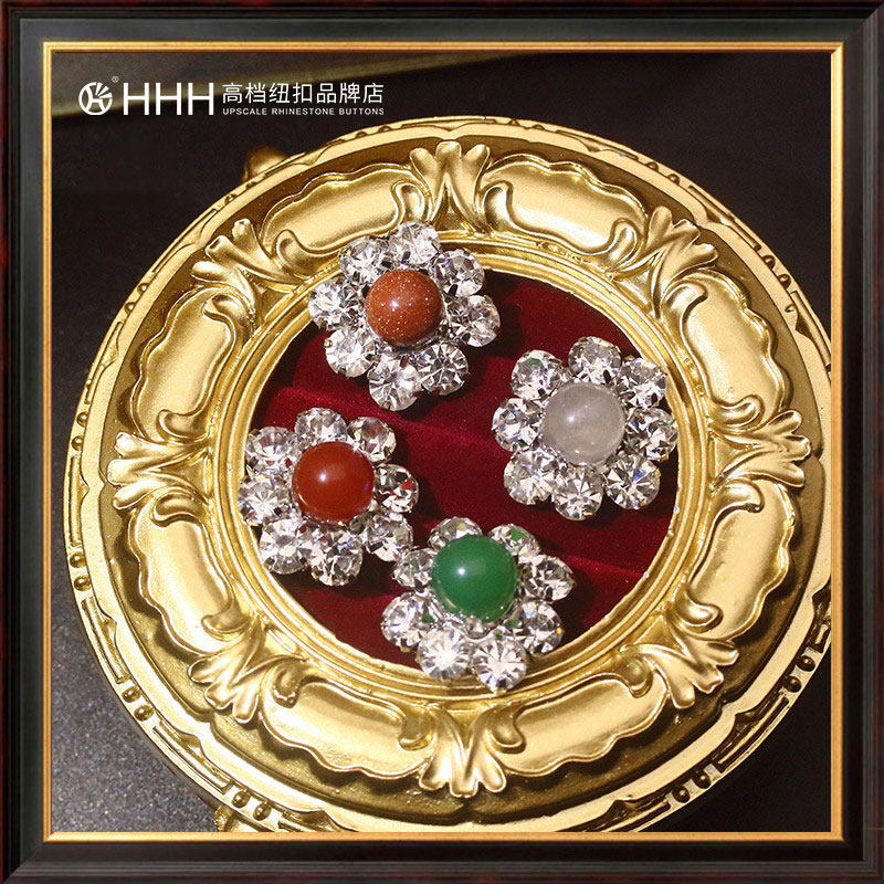 HHH upscale rhinestone button natural gem vintage cardigan jacket suit button jacket decorative DIY buttons