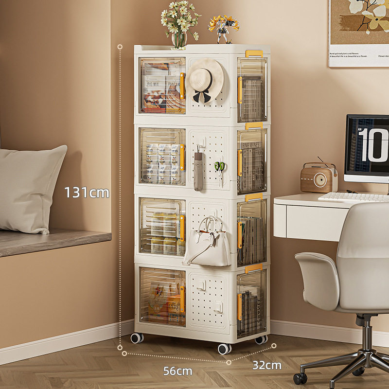 Trolley multi-layer student storage rack bathroom storage box book storage box hole plate pulley storage storage