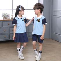 Elementary School Uniforms Short Sleeves Pure Cotton Sports Pink Children Banswear Performance Suit Kindergarten Garden Suit Blue Summer Clothes