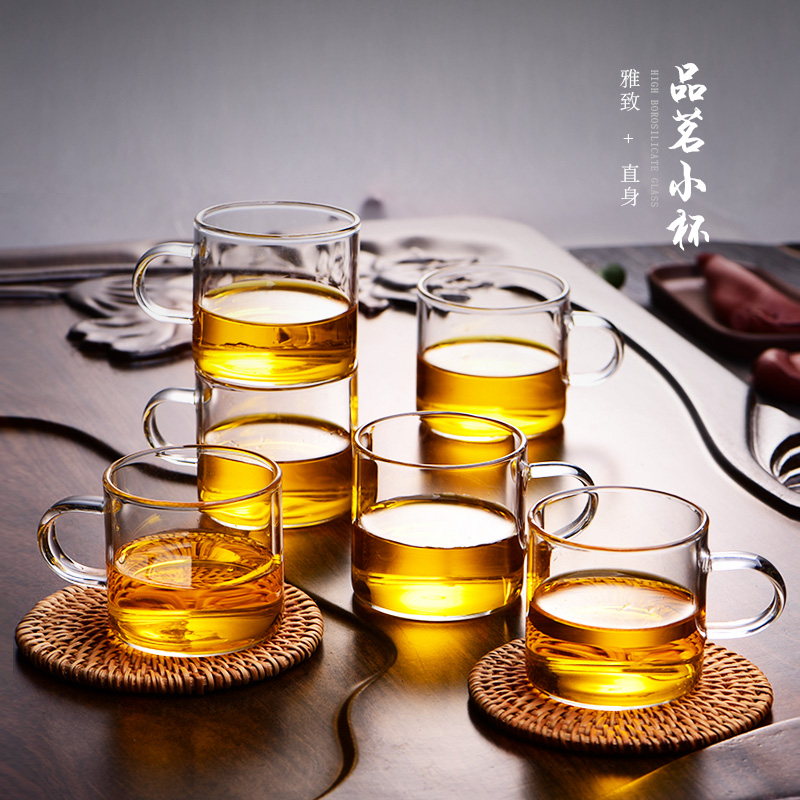 Small tea cup with small cup set of 6 only filled with transparent heat-resistant glass small sample tea cup mini Kung Fu tea