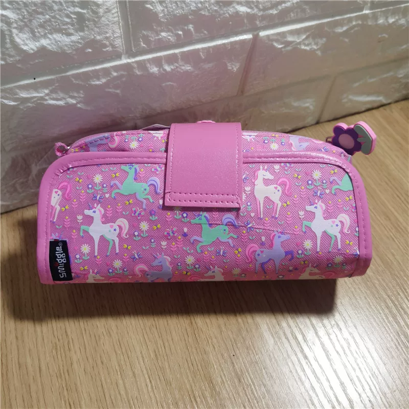 Fuchsia universal pencil case for students, double-layer gift box with zipper, unicorn