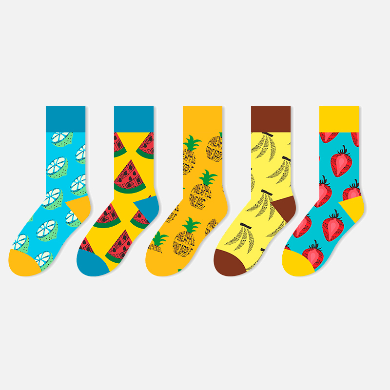 Medium socks personality national tide characteristic style Fruit Banana strawberry Pineapple Watermelon lemon female Cotton Street socks