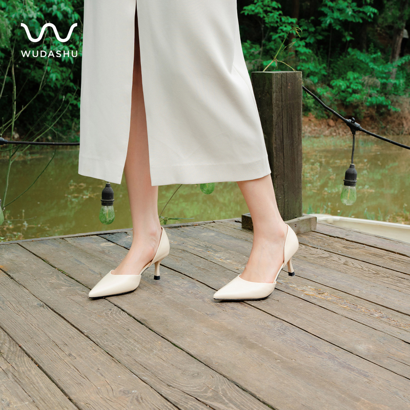 Uncle Wu Wears High-Heeled Shoes with Pointed Toes, Shallow Mouth, and Thin Heels; Elegant Summer Women's Shoes for Commuting, Versatile Workplace High Heels for Women