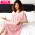 Pajama cô gái mùa hè Mordale lụa bông ngắn tay mùa hè mỏng dài hạn mẹ trung niên Han phiên bản loose-fitting cỡ lớn váy. 