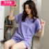 Pajama womens mùa hè cotton ngắn tay áo quần short mỏng Hàn Quốc phiên bản lỏng lẻo cô gái chùng bông nửa tay áo quần áo nhà hai mảnh bộ. 