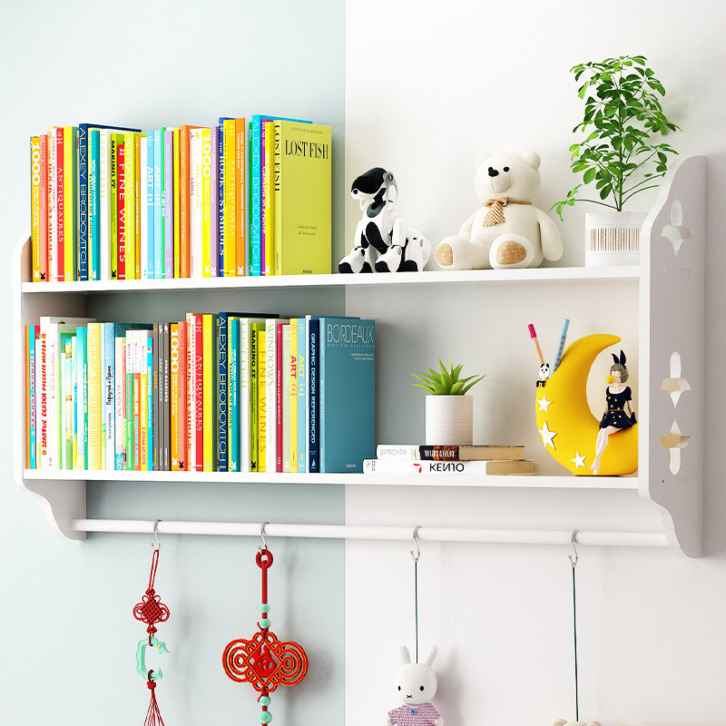 Solid wood wall hanging shelf wall router shelveshelf children bedroom shelf bedhead hanging wall shelf