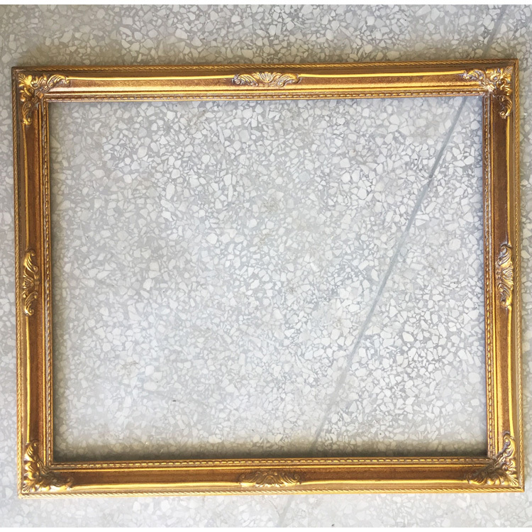 European-Style Solid Wood Fine Painting Frame, Gold Distressed Corner Flower Frame, Floral Frame, Width 5cm, Thickness 3.2cm