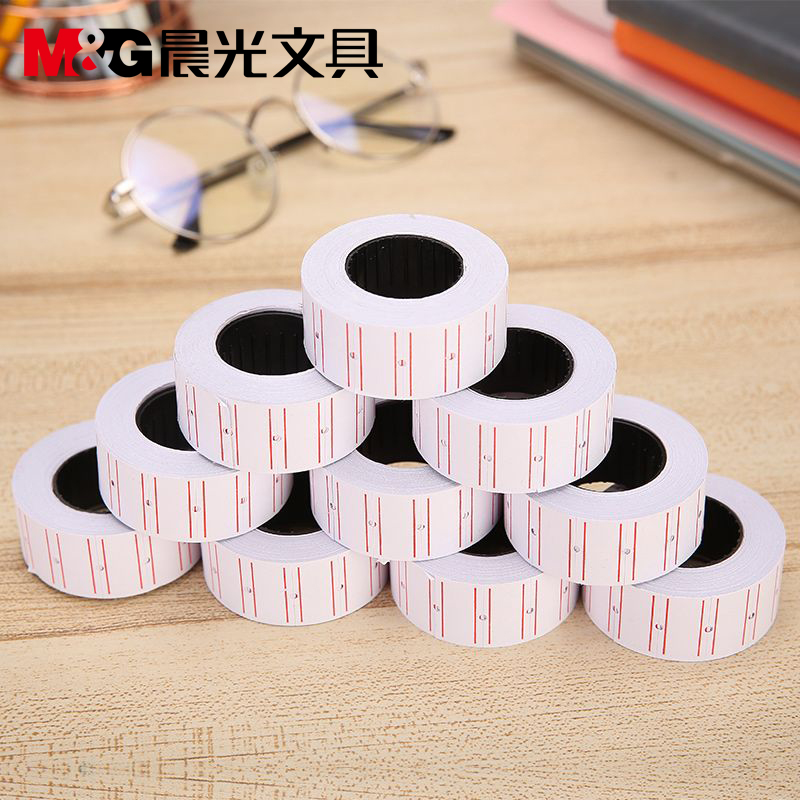 Morning light coding machine price paper 10 rolls of supermarket commodity price machine paper price label sticker single row self-adhesive price paper wholesale