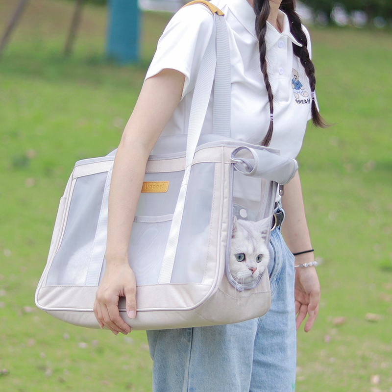 Summer breathable cat bag outgoing portable single shoulder inclined satchel carrying pet bag neutering and needles light folding bag 