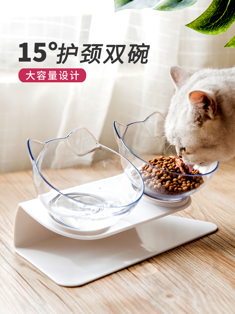 Cat Bowl Double Bowl protection for cervical spine Anti-catter Cat Basin Dogs Cat Food Basin Gaffi Special Flat Face Bowl Pet Supplies