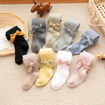 Girls pantyhose spring and autumn childrens leggings outside wear foreign-style cotton baby one-piece socks baby jumpsuit