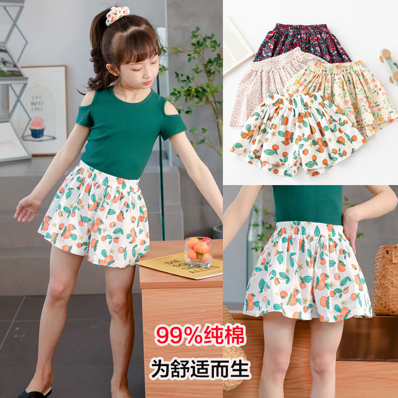 Girls' shorts summer outer wear children's pants summer dress skirt pants pure cotton girls middle-aged children's girls' pants skirt summer thin section