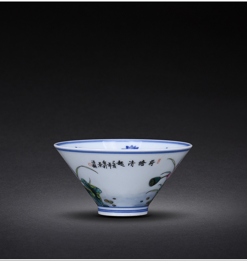 Jingdezhen ceramic perfectly playable cup hand - made of blue and white porcelain enamel see colour master kung fu tea cups of single cup sample tea cup by hand