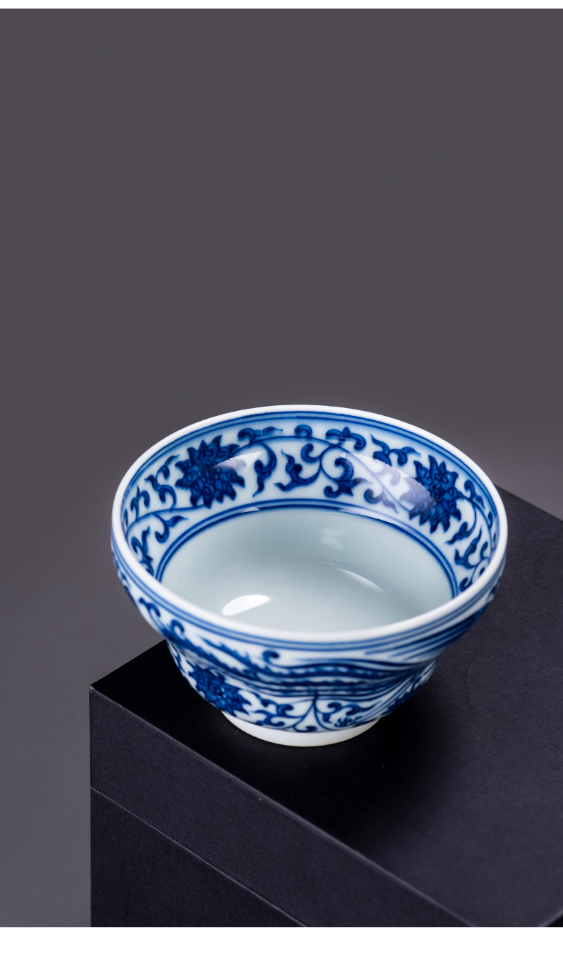 Blue and white longfeng masters cup single hand - made maintain cups of jingdezhen ceramic bowl kung fu tea tea tea cup