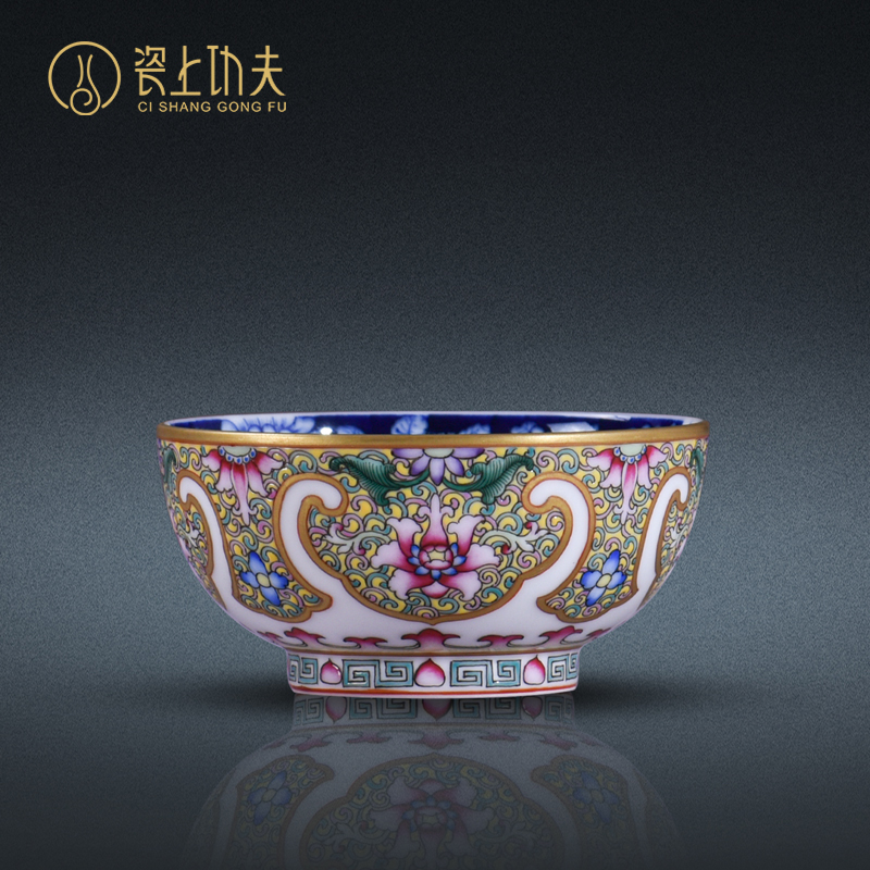 Colored enamel handpainted sample tea cup jingdezhen kung fu tea set archaize master cup single CPU ceramic cups collect gifts