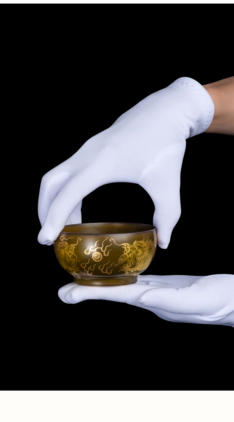 Porcelain hand - made paint dragon playing bead on kung fu master cup of jingdezhen ceramic kung fu tea tea set men high - end