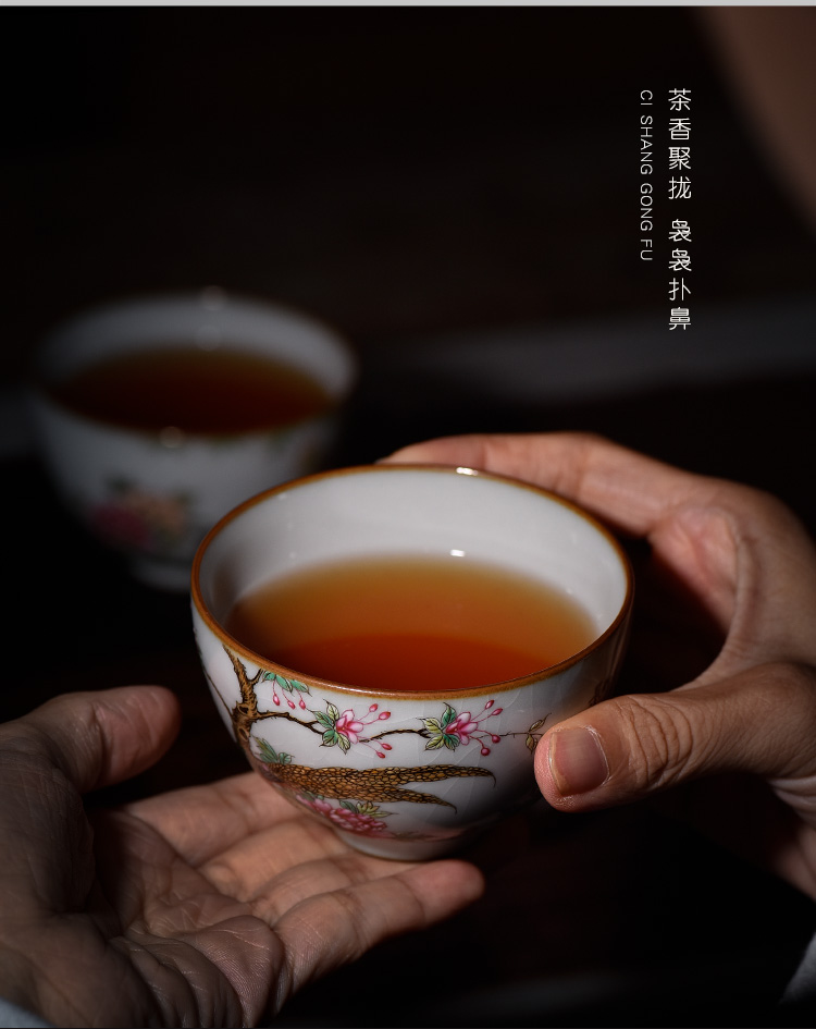 Your up with jingdezhen ceramic sample tea cup kung fu tea cup colored enamel hand - made master cup single CPU individual customization