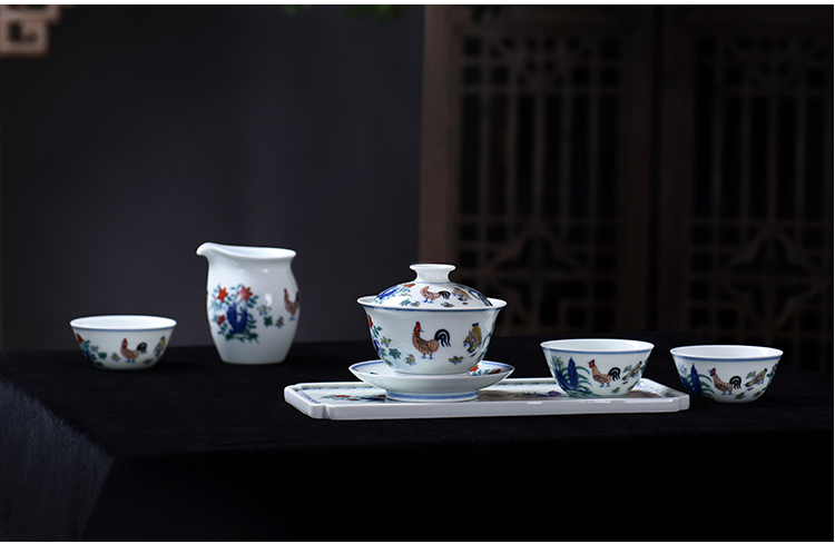 Jingdezhen ceramic tea set tea accessories hand - made chicken cylinder cup tea tray was furnishing articles do make a pot of tea cup