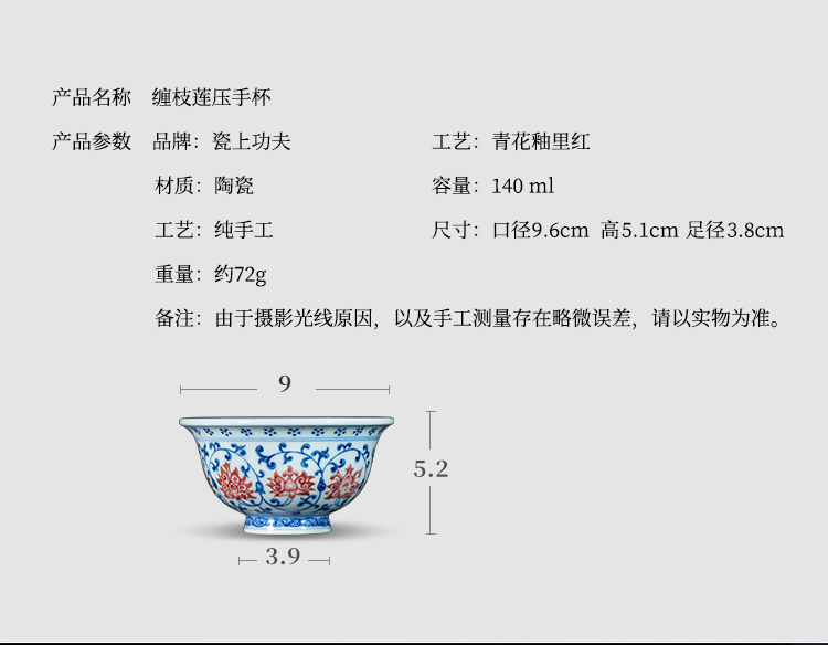 Blue - and - white porcelain on kung fu yongle pressure hand cup of jingdezhen ceramic cups sample tea cup masters cup gift collection