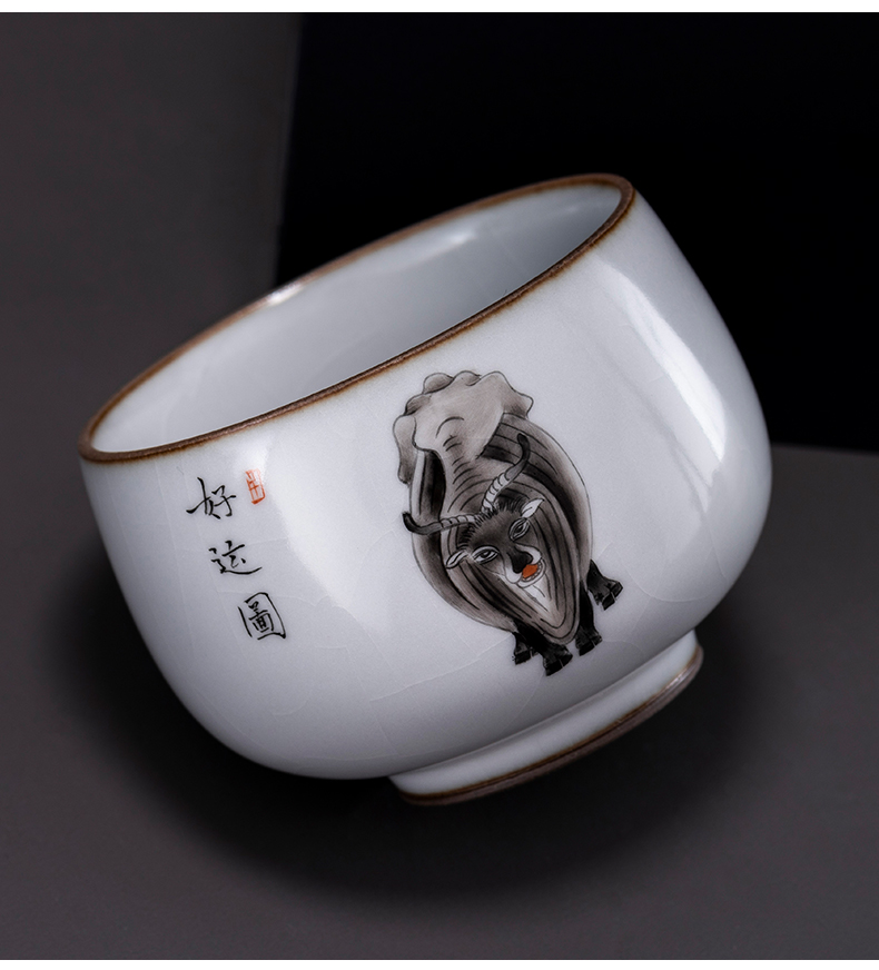 Jingdezhen manual hand draw your up five NiuTu master cup your porcelain piece of kung fu tea cup single cup tea sample tea cup