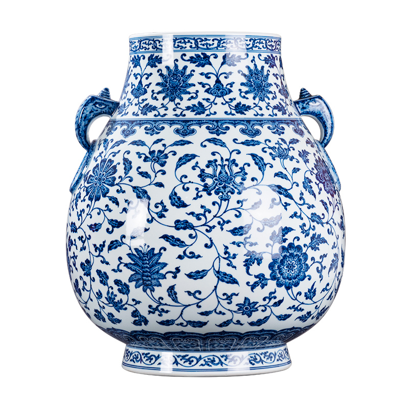 Blue and white porcelain vase of porcelain of jingdezhen ceramic vase furnishing articles sitting room of new Chinese style restoring ancient ways of archaize porcelain handicraft collection