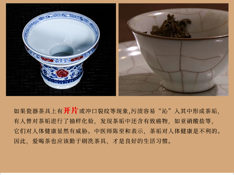 Jingdezhen tureen suit) make tea cup bowl is pure blue and white youligong hand - made ceramic tea set kunfu tea