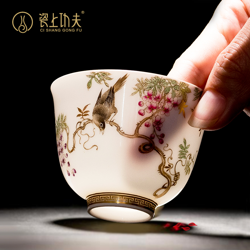 Jingdezhen tea tea set of checking the sample tea cup, master cup huai hand - made kung fu small single glass ceramic cups