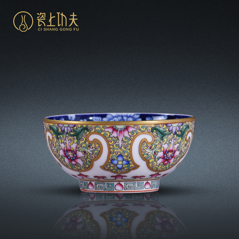 Colored enamel handpainted sample tea cup jingdezhen kung fu tea set archaize master cup single CPU ceramic cups collect gifts