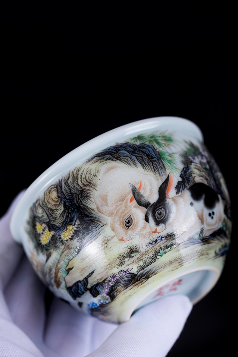 Jingdezhen hand - made colored enamel porcelain moon ChengXiang cylinder cup on kung fu masters cup ceramic tea cups