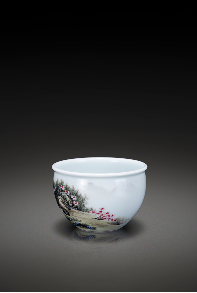 Jingdezhen hand - made colored enamel porcelain moon ChengXiang cylinder cup on kung fu masters cup ceramic tea cups