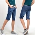 Mùa hè phần mỏng quần short denim nam lỏng lẻo năm quần quần âu kích thước lớn 5 điểm ống túm quần jean thẳng nam Cao bồi