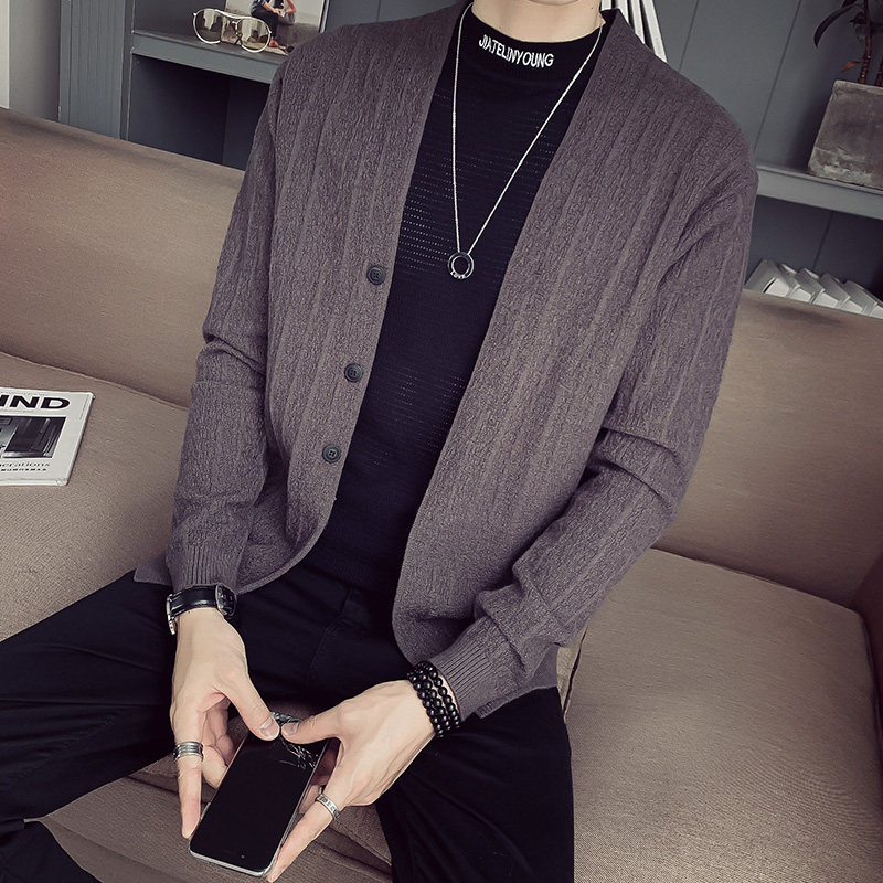 Autumn fashion men's tops Sweater coats knitwear cardigans Korean version of the trend personality men's hair stylist health clothes Men's clothing