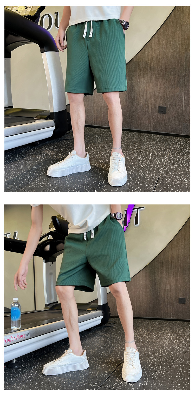 Shorts verdi in twill da uomo estate 2023, nuovi pantaloni pentagonali casual e sportivi, pantaloni da spiaggia alla moda per uomo_voghion.com