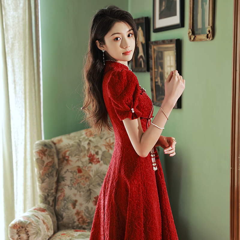Evening dress, cheongsam, wedding dress, summer skirt, Chinese style, bright catchy style, suitable for teen Evening dress, cheongsam, wedding dress, summer skirt, Chinese style, bright catchy style, suitable for teen