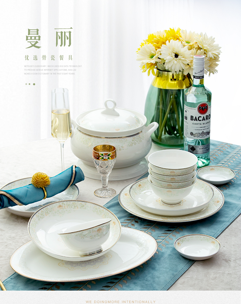 Ipads China tableware dishes suit household combined European jingdezhen ceramic bowl chopsticks contracted Mary Chinese dishes