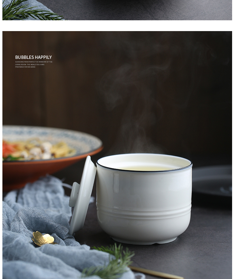 Jing tang bird 's nest ceramic stew stew waterproof double cover with small tank cover pot soup cup pure white stew pot