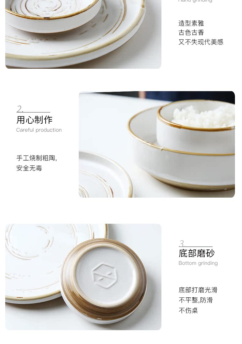 Japanese and wind tableware to eat bread and butter dish dish dish household ceramic dishes soup bowl of salad bowl set tableware portfolio