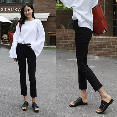 Black velvet jeans women's autumn and winter 2020 new high waist thin wild wear loose straight pants