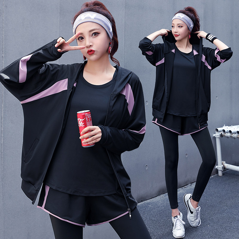 Yoga Long Sleeve Hymn Fitness Suit Easy Shorts Speed Dry Running Big Size Yard Fat Mm Gym Sports Suit Women Wave