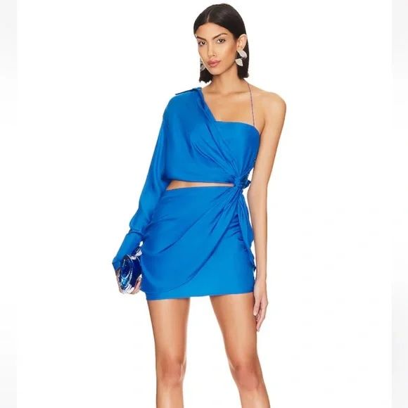 Free Shipping French-Style Draped Three-Dimensional Cut High-Waisted Slimming Silk Solid Color One-Shoulder Asymmetrical Design Mini Dress Free Shipping French-Style Draped Three-Dimensional Cut High-Waisted Slimming Silk Solid Color One-Shoulder Asymmetrical Design Mini Dress