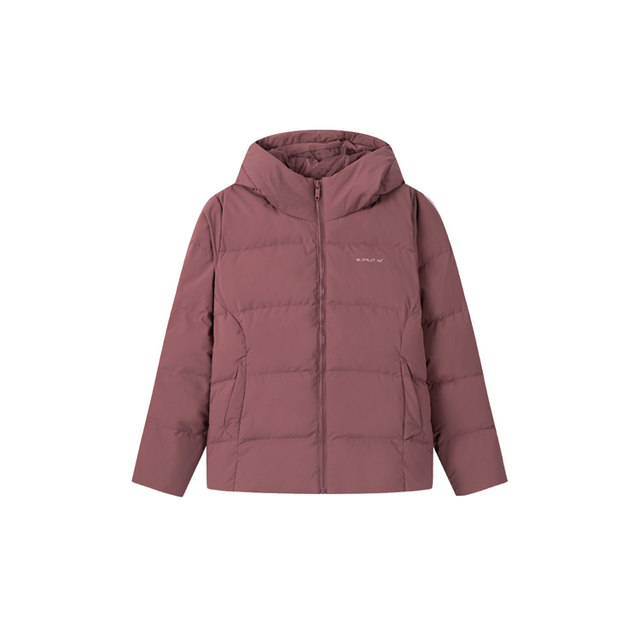 361 Degrees Women's down Jacket with Hood, Short Duck down Puffer Jacket, Windproof and Warm Top for Winter 56Z544302N