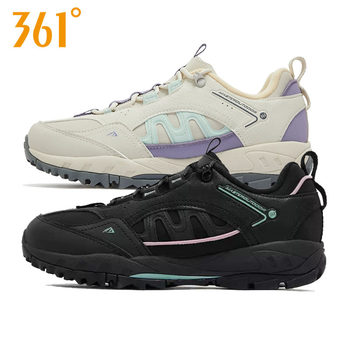 361 Women's Leather Hiking Shoes New Product 2024 Winter Non-Slip Hiking Shoes Women's Velvet Lining Sports Shoes 582443310